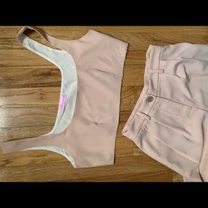 SOLD — Rosemilk completely sold out silk pink Trouser & Crop Top Set